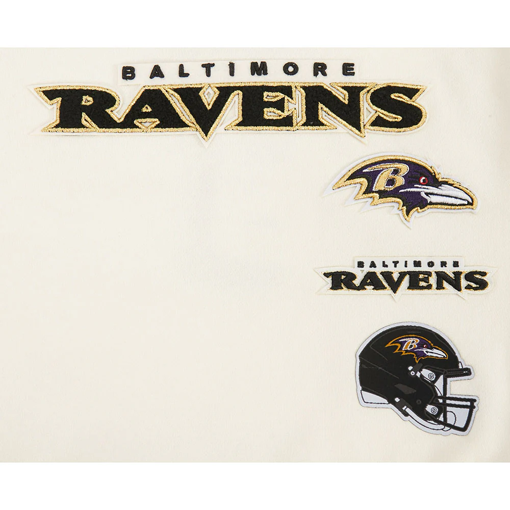 NFL BALTIMORE RAVENS RETRO CLASSIC LITTLE GIRL'S RIB FLC CREWNECK (EGGSHELL/ PURPLE) - Image 5