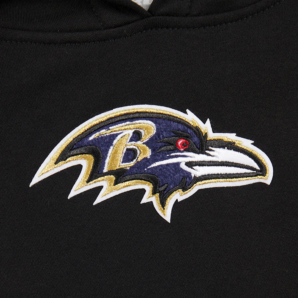 NFL BALTIMORE RAVENS RETRO CLASSIC TODDLER BOYS RIB FLEECE PULLOVER HOODIE (BLACK) - Image 9
