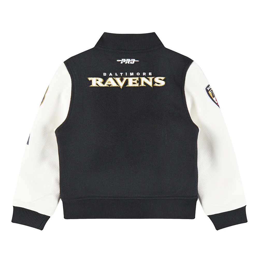 NFL BALTIMORE RAVENS CLASSIC TODDLER BOYS WOOL VARSITY JACKET (BLACK/WHITE) - Image 11