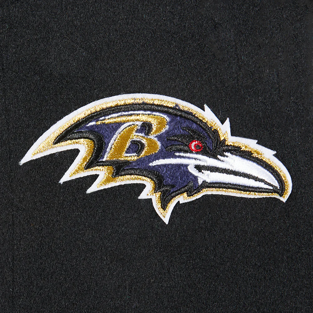 NFL BALTIMORE RAVENS CLASSIC TODDLER BOYS WOOL VARSITY JACKET (BLACK/WHITE) - Image 12