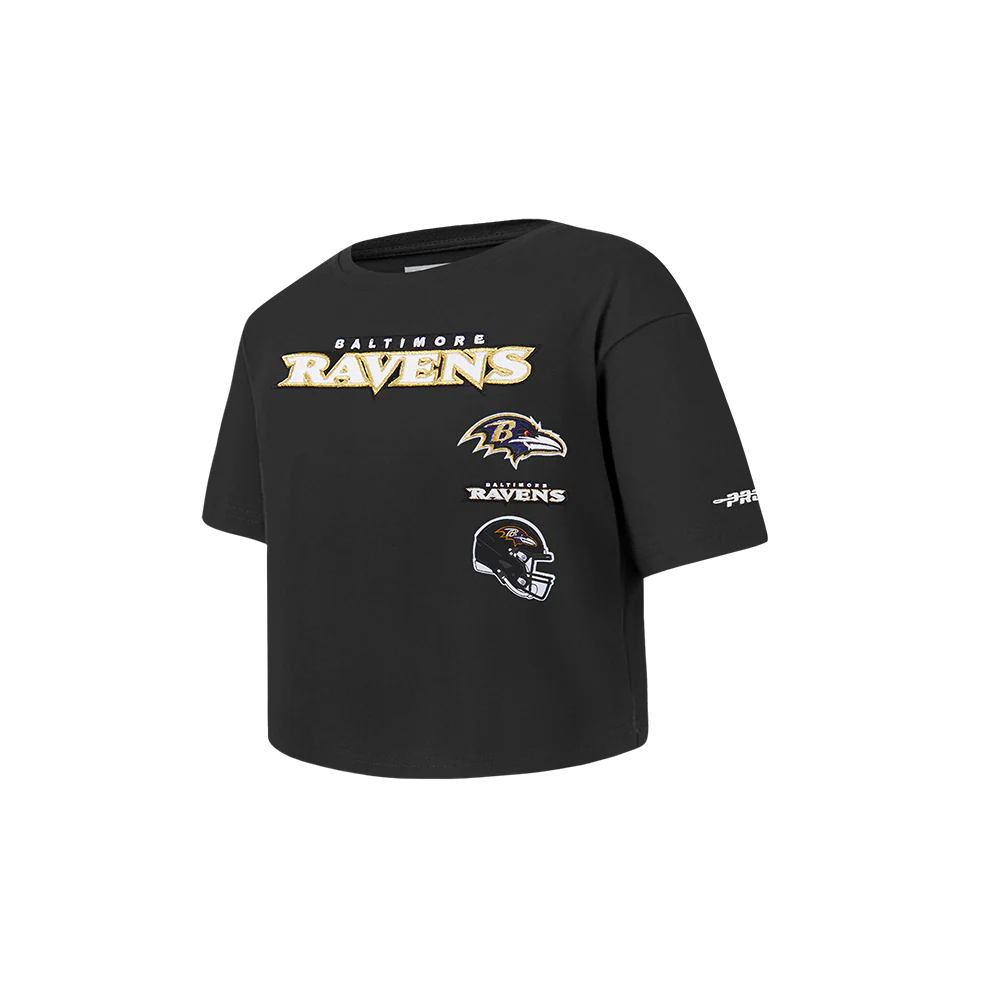 NFL BALTIMORE RAVENS RETRO CLASSIC TODDLER GIRLS SHORT SLEEVE BOXY TEE (BLACK) - Image 2
