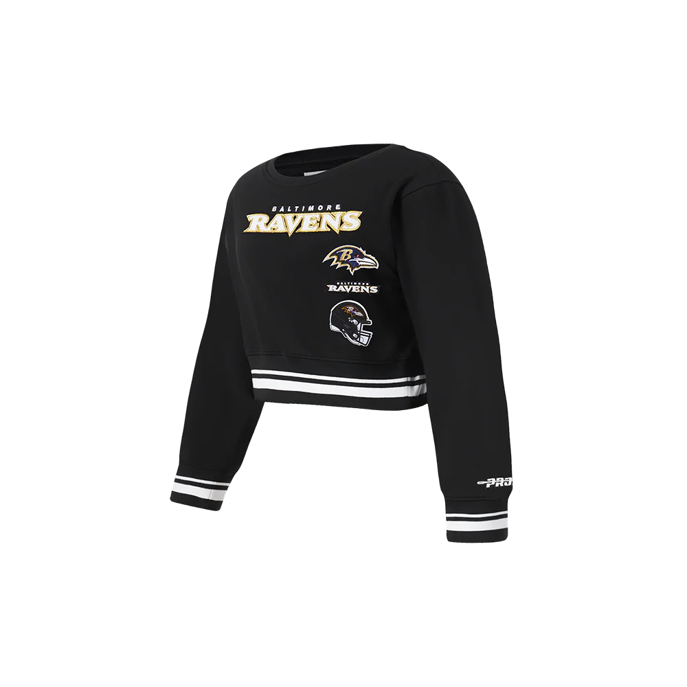 NFL BALTIMORE RAVENS RETRO CLASSIC TODDLER GIRLS RIB FLEECE CREWNECK (BLACK) - Image 5