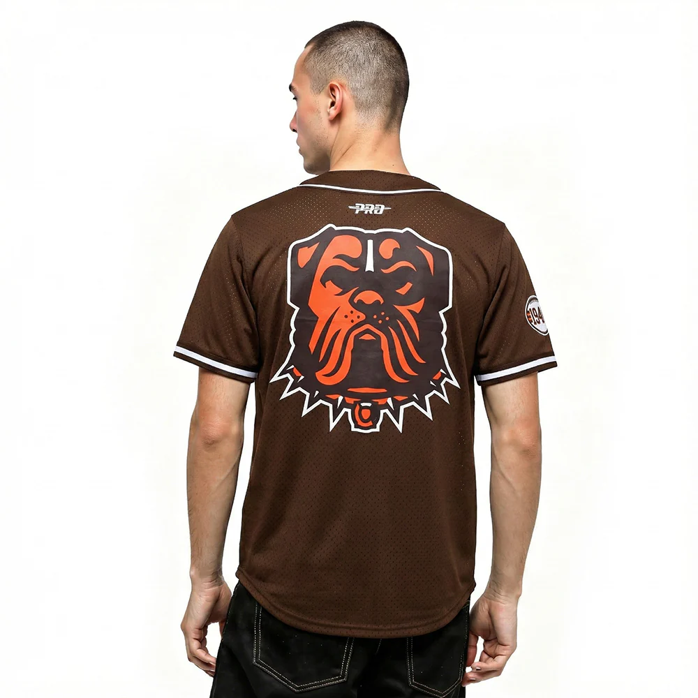 NFL CLEVELAND BROWNS CLASSIC MESH BUTTON DOWN SHIRT (BROWN) - Image 2