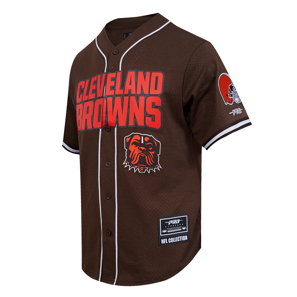 NFL CLEVELAND BROWNS CLASSIC MESH BUTTON DOWN SHIRT (BROWN) - Image 3