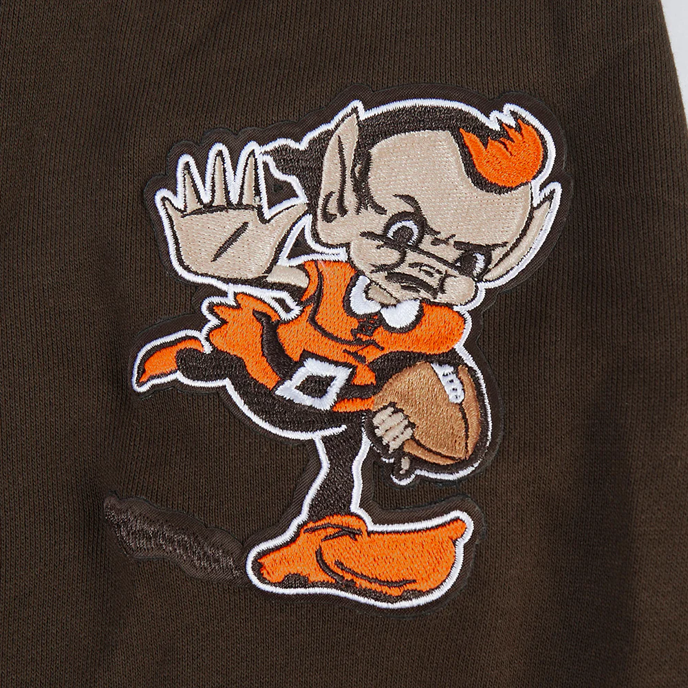 NFL CLEVELAND BROWNS SCRIPT TAIL MEN'S RIB FLC PO HOODIE (BROWN) - Image 14
