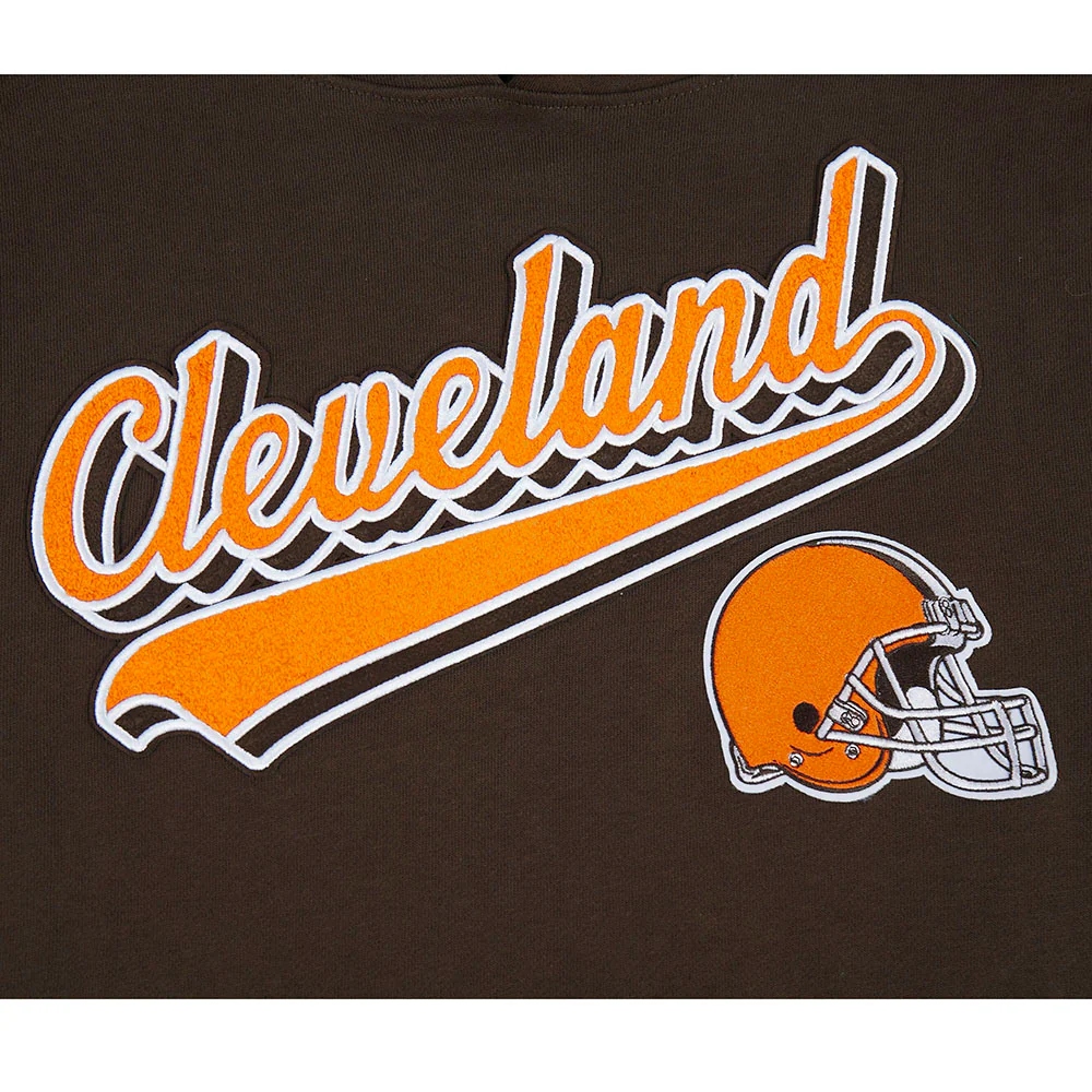 NFL CLEVELAND BROWNS SCRIPT TAIL MEN'S RIB FLC PO HOODIE (BROWN) - Image 7