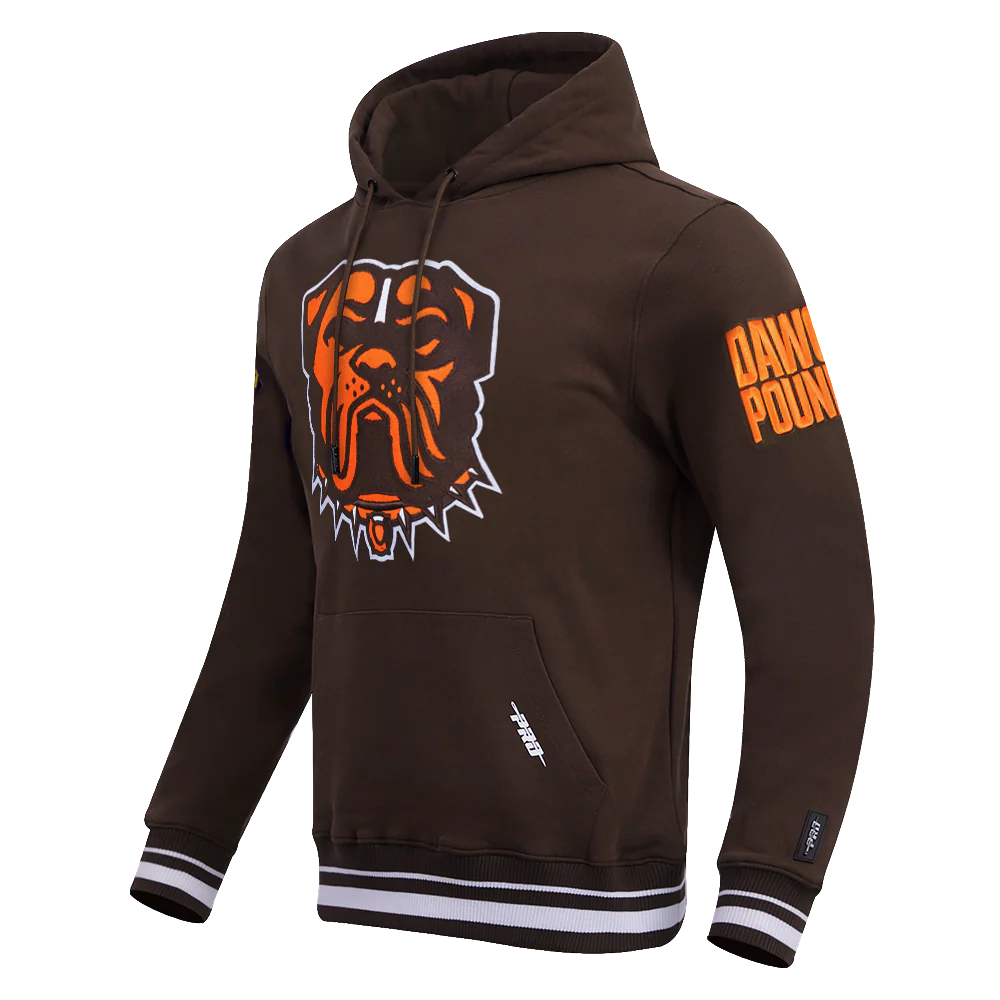 NFL CLEVELAND BROWNS MASHUP MEN'S RIB PULLOVER HOODIE (BROWN) - Image 2