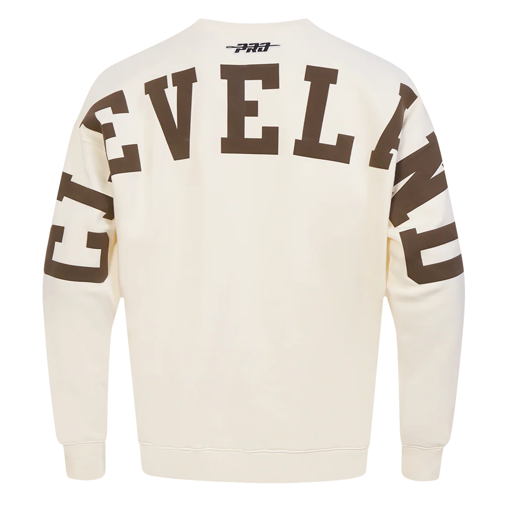 NFL CLEVELAND BROWNS WINGSPAN MEN'S DROP SHOULDER FLC CREWNECK (EGGSHELL)