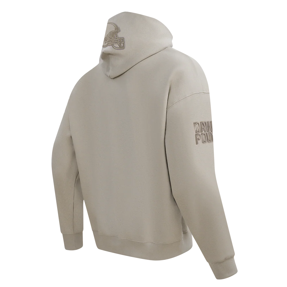NFL CLEVELAND BROWNS NEUTRAL MEN'S DROP SHOULDER FLC PO HOODIE (TAUPE) - Image 4