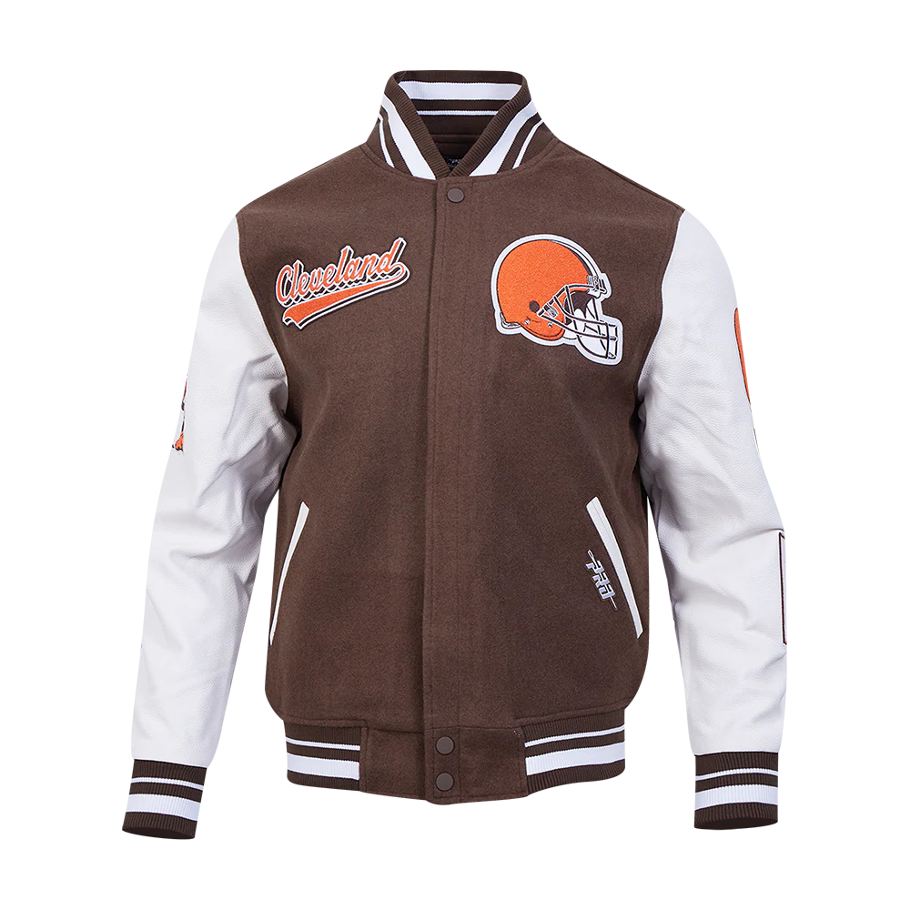 NFL CLEVELAND BROWNS SCRIPT TAIL MEN'S RIB WOOL VARSITY (BROWN/WHITE) - Image 3