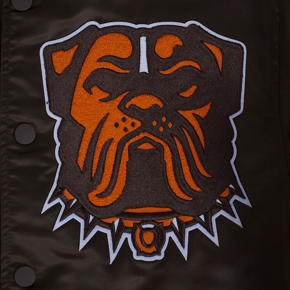 NFL CLEVELAND BROWNS MASHUP MEN'S RIB SATIN JACKET (BROWN) - Image 7