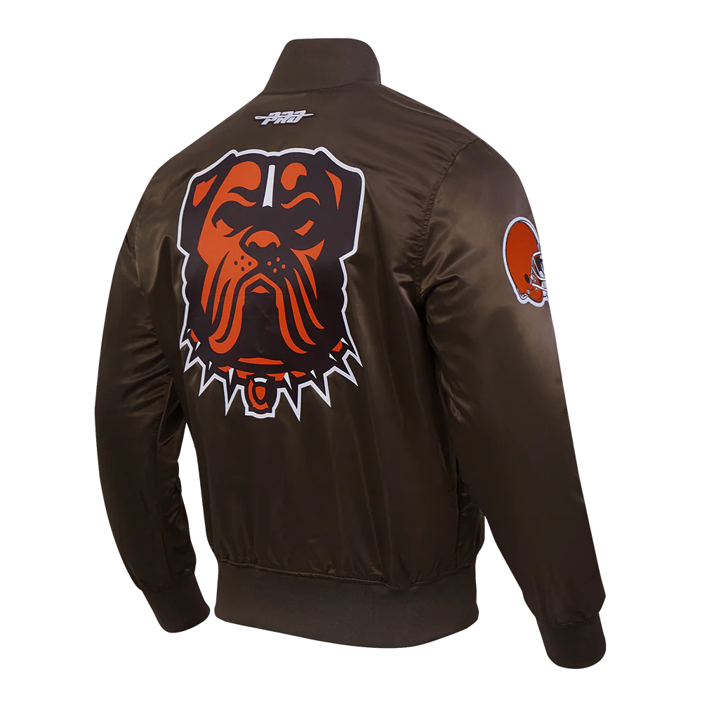 NFL CLEVELAND BROWNS CLASSIC SATIN MEN'S SATIN JACKET (BROWN) - Image 4