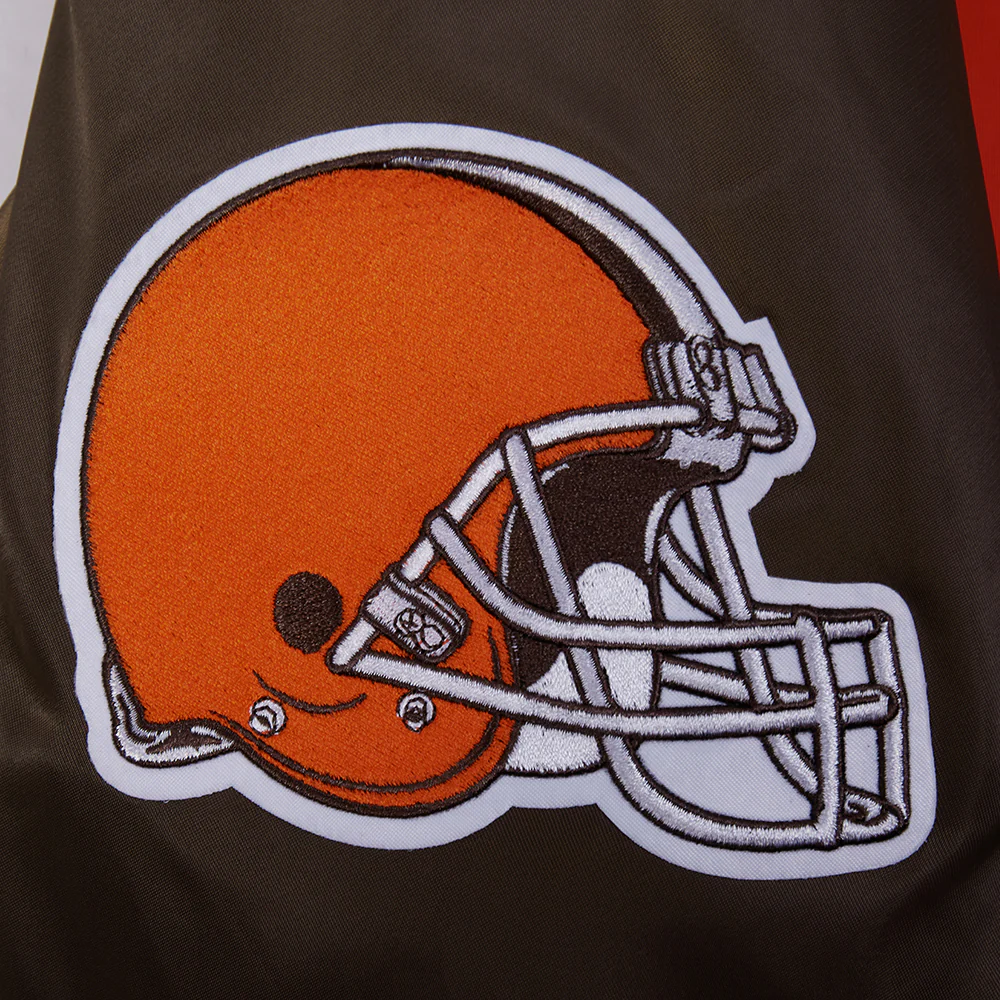 NFL CLEVELAND BROWNS CLASSIC SATIN MEN'S SATIN JACKET (BROWN) - Image 6