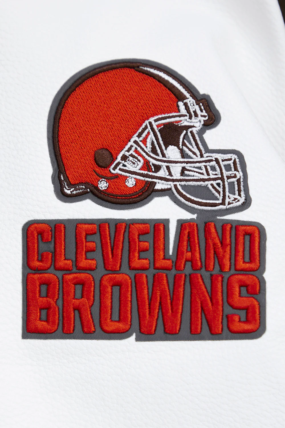NFL CLEVELAND BROWNS CLASSIC WOOL VARSITY JACKET (BROWN/WHITE) - Image 5