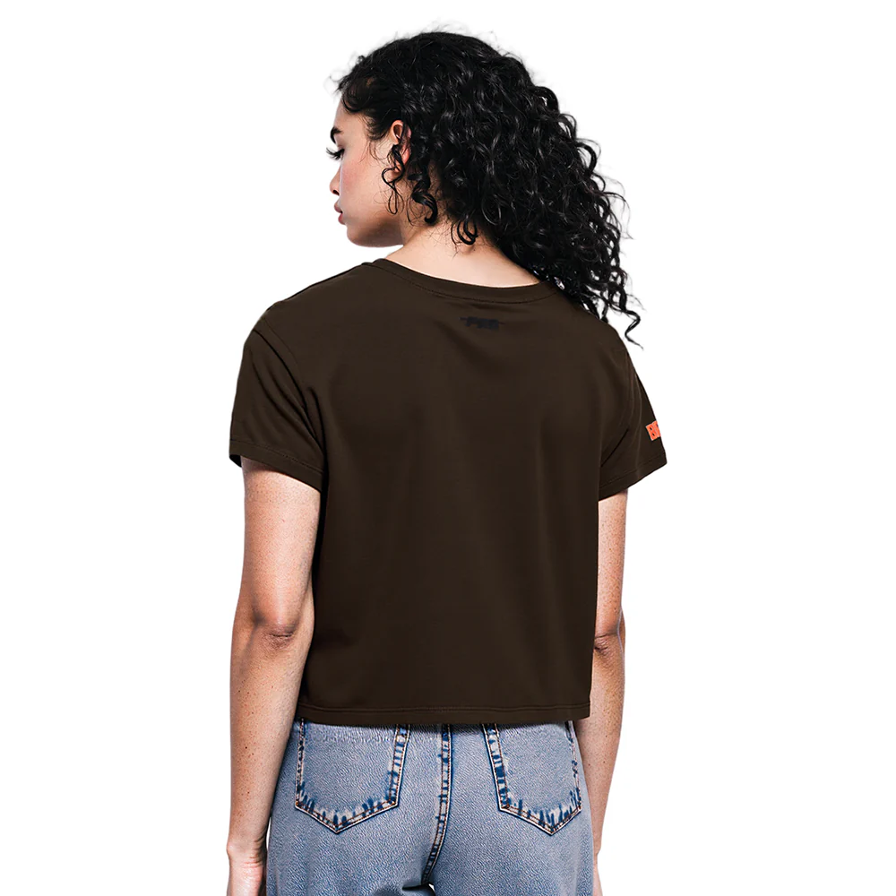 NFL CLEVELAND BROWNS SCRIPT TAIL WOMEN'S SJ BOXY TEE (BROWN) - Image 10