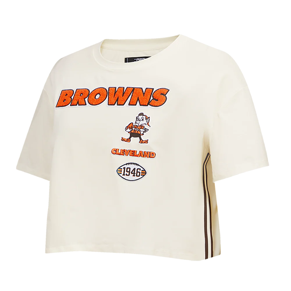 NFL CLEVELAND BROWNS RETRO CLASSIC WOMEN'S BOXY TEE (EGGSHELL) - Image 2
