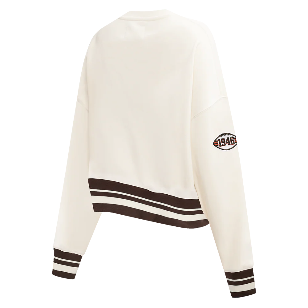 NFL CLEVELAND BROWNS RETRO CLASSIC WOMEN'S CREWNECK (EGGSHELL/BROWN) - Image 6