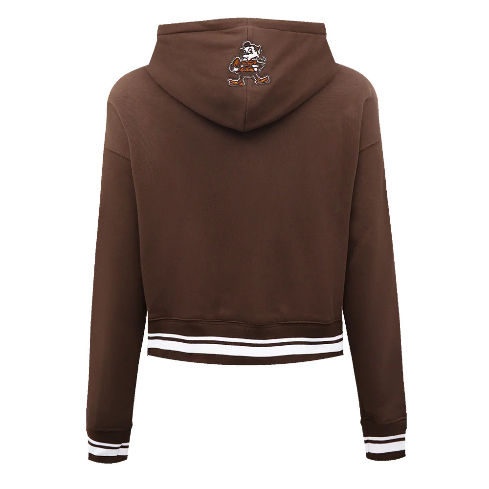 NFL CLEVELAND BROWNS RETRO CLASSIC WOMEN'S CROPPED PULLOVER HOODIE (BROWN) - Image 8