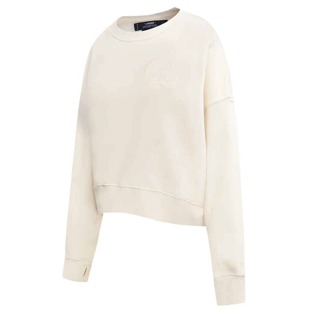 NFL CLEVELAND BROWNS NEUTRAL FLEECE CREWNECK (EGGSHELL) - Image 2