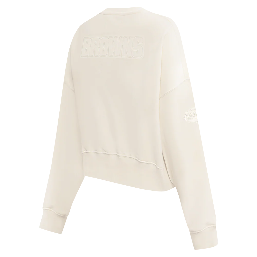 NFL CLEVELAND BROWNS NEUTRAL FLEECE CREWNECK (EGGSHELL) - Image 4