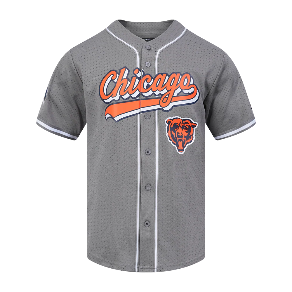NFL CHICAGO BEARS SCRIPT TAIL MEN'S MESH BUTTON DOWN SHIRT (GRAY) - Image 5
