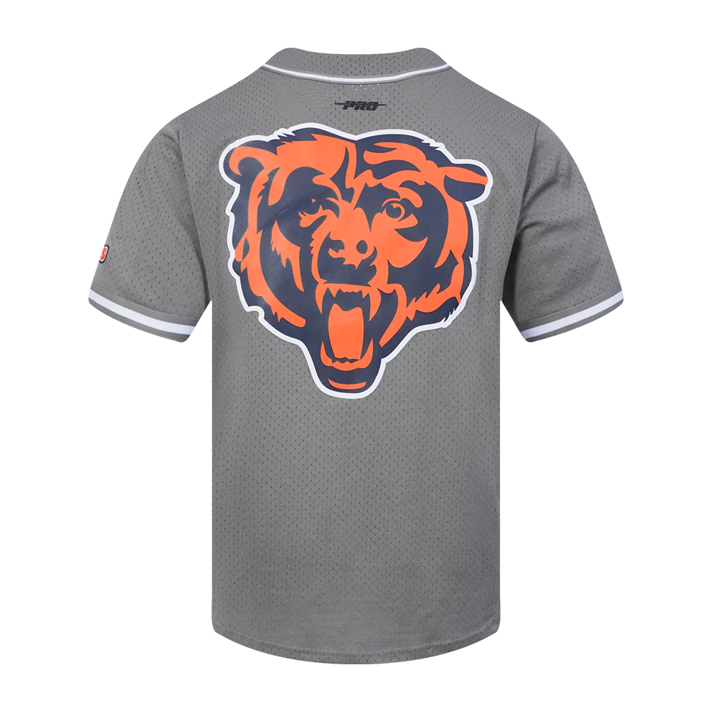 NFL CHICAGO BEARS SCRIPT TAIL MEN'S MESH BUTTON DOWN SHIRT (GRAY) - Image 7