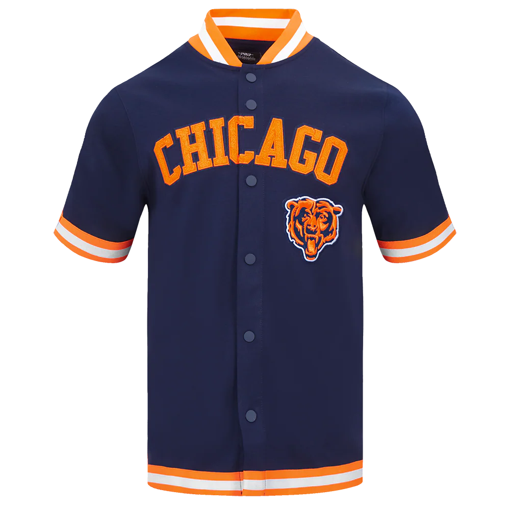 NFL CHICAGO BEARS CLASSIC MEN'S WARM UP JACKET (MIDNIGHT NAVY/ORANGE)