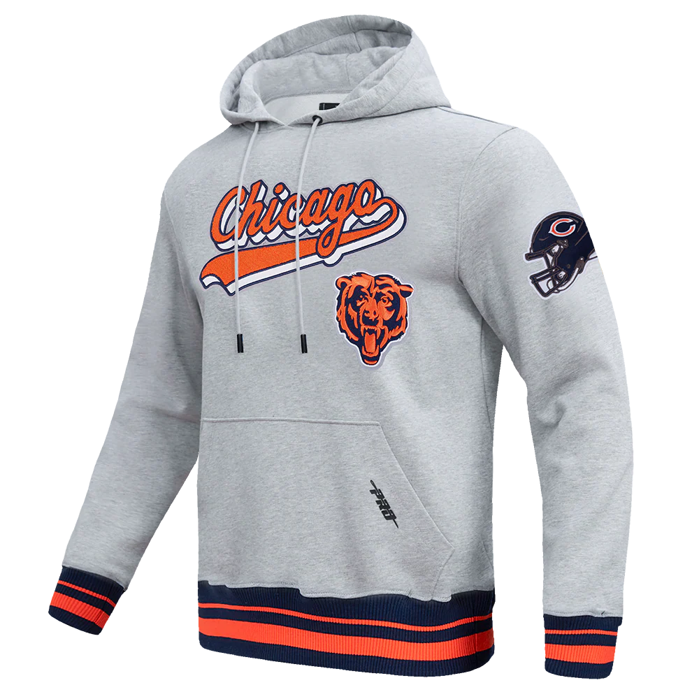 NFL CHICAGO BEARS SCRIPT TAIL MEN'S RIB FLC PO HOODIE (HEATHER GREY/MIDNIGHT NAVY/ORANGE) - Image 4