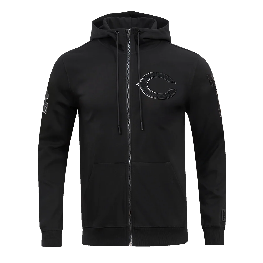 NFL CHICAGO BEARS TRIPLE BLACK FULL ZIP HOODIE (TRIPLE BLACK) - Image 5