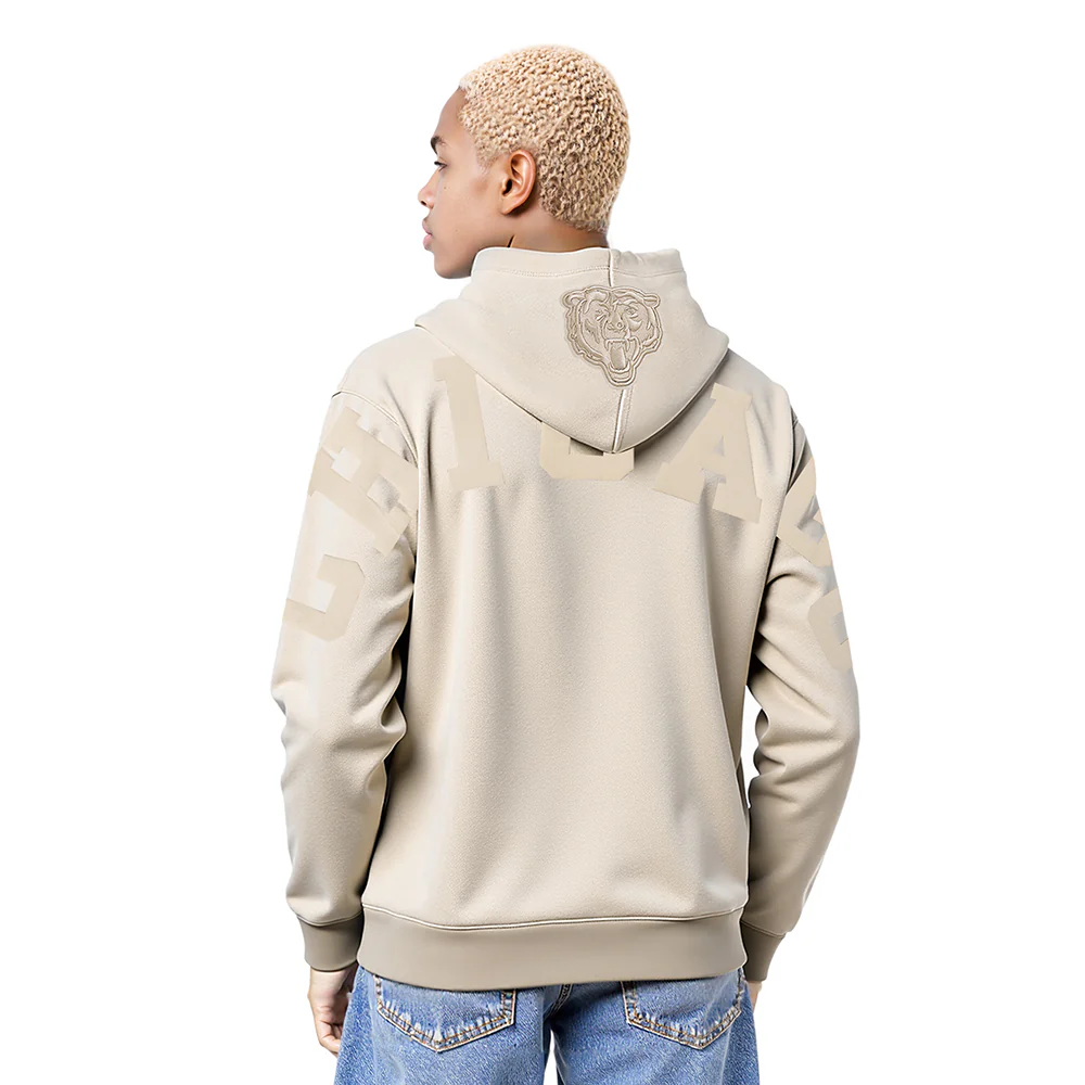 NFL CHICAGO BEARS WINGSPAN MEN'S DROP SHOULDER FLC PO HOODIE (TAUPE)