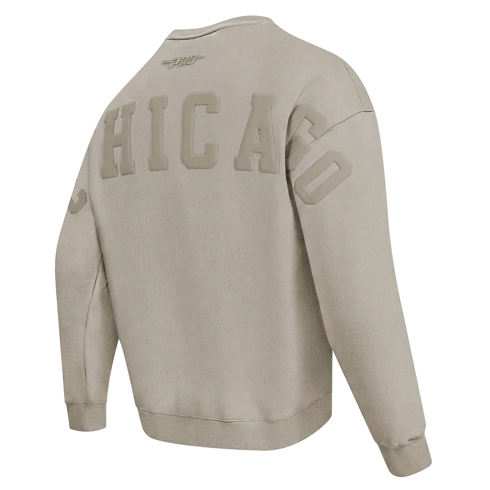 NFL CHICAGO BEARS WINGSPAN MEN'S DROP SHOULDER FLEECE CREWNECK (TAUPE) - Image 5