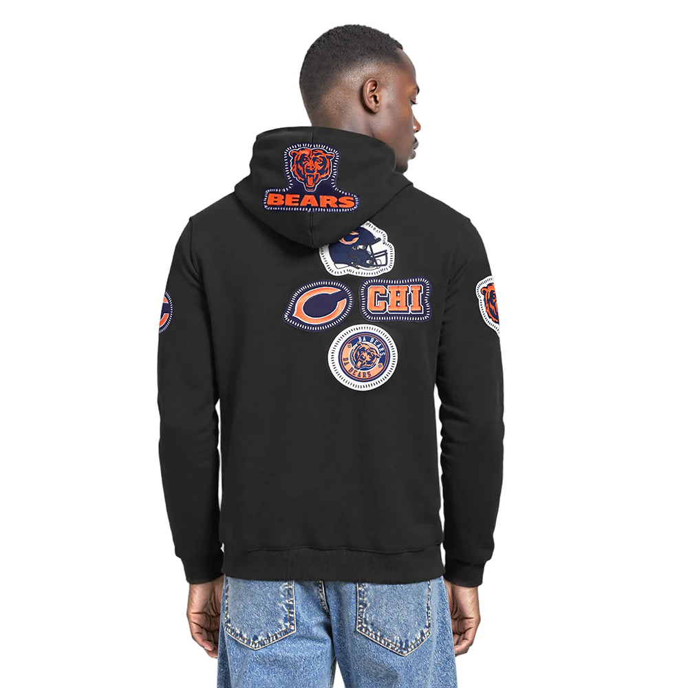 NFL CHICAGO BEARS DIY PICK STITCH MEN'S DOUBLE KNIT PULLOVER HOODIE (BLACK) - Image 2