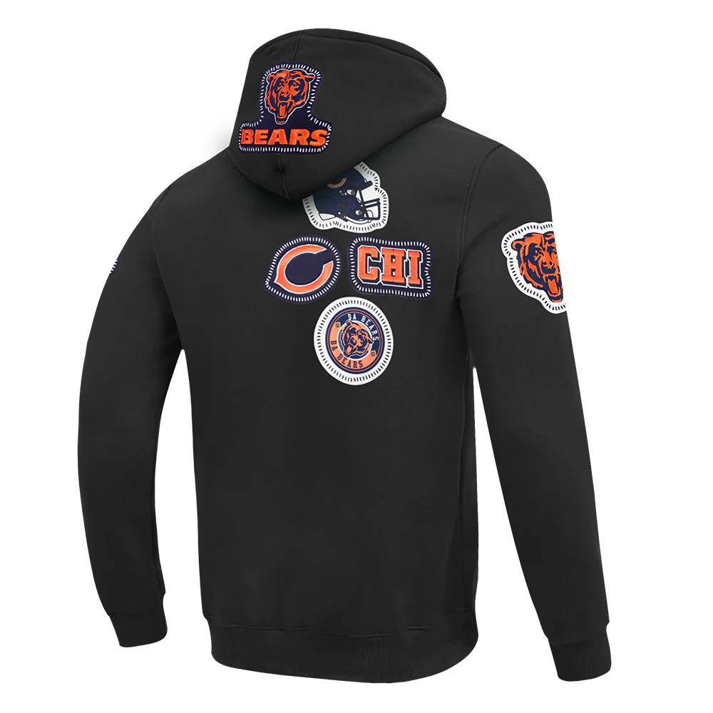 NFL CHICAGO BEARS DIY PICK STITCH MEN'S DOUBLE KNIT PULLOVER HOODIE (BLACK) - Image 6