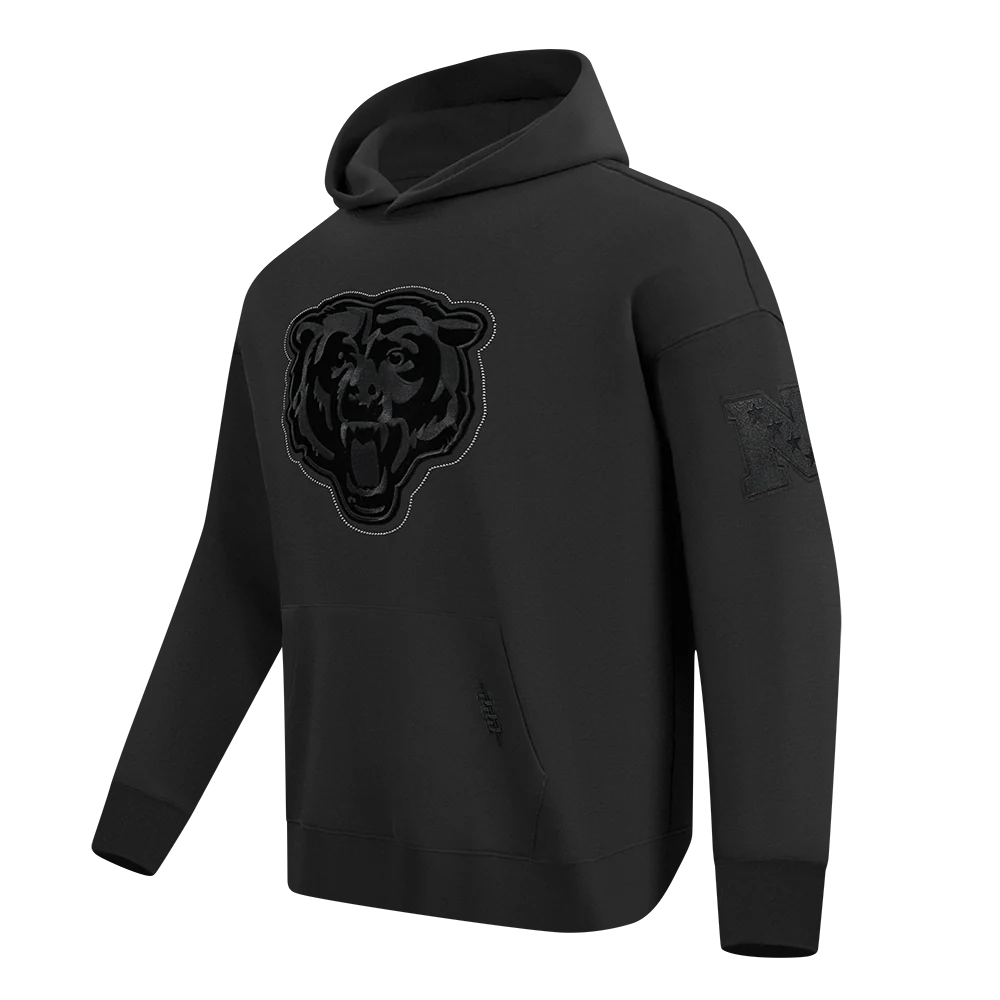 NFL CHICAGO BEARS BLACKOUT MEN'S DROP SHOULDER FLC PO HOODIE (BLACK) - Image 3