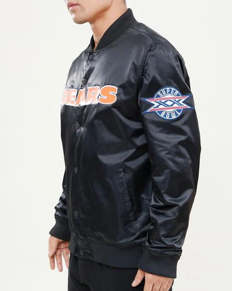 NFL CHICAGO BEARS BIG LOGO MEN'S SATIN JACKET (BLACK) - Image 12