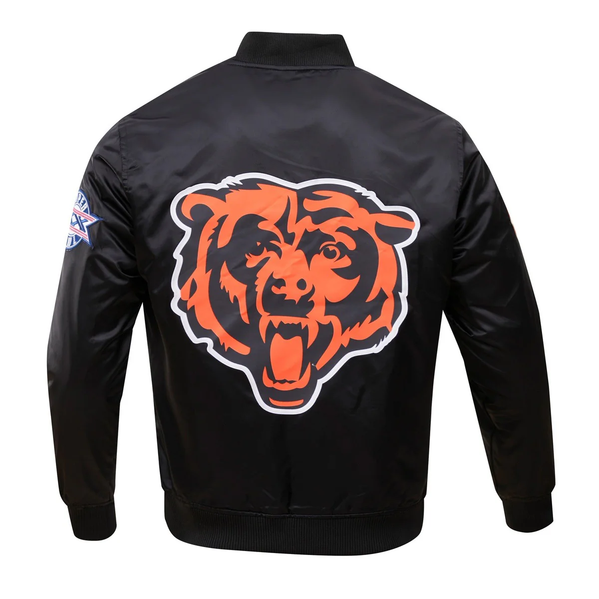 NFL CHICAGO BEARS BIG LOGO MEN'S SATIN JACKET (BLACK) - Image 4