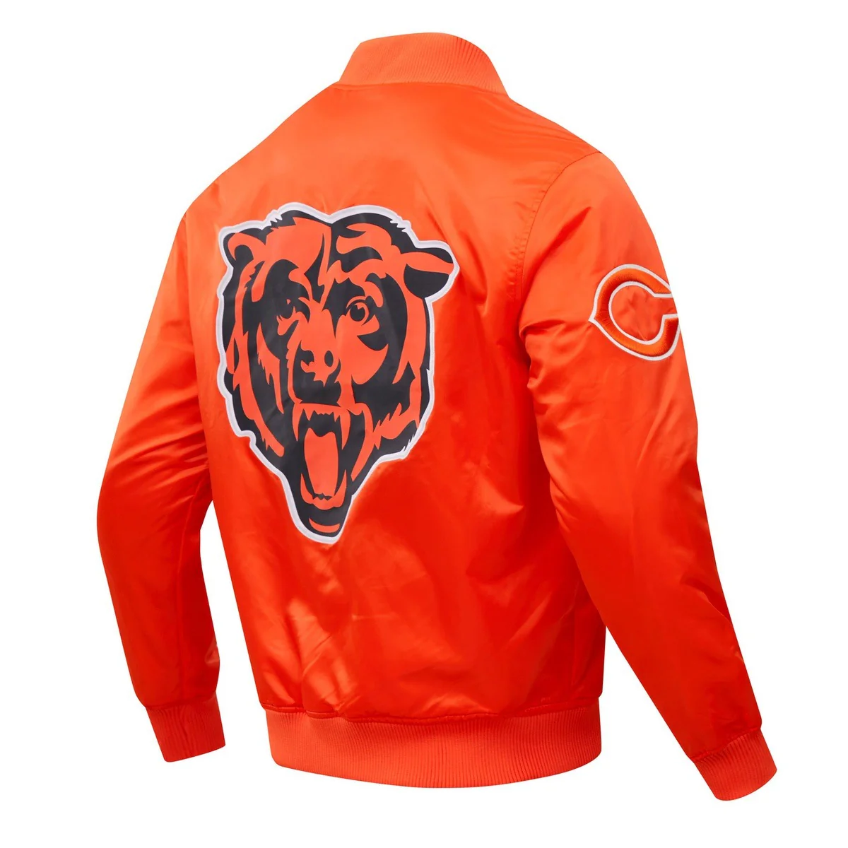 NFL CHICAGO BEARS BIG LOGO MEN'S SATIN JACKET (ORANGE) - Image 5