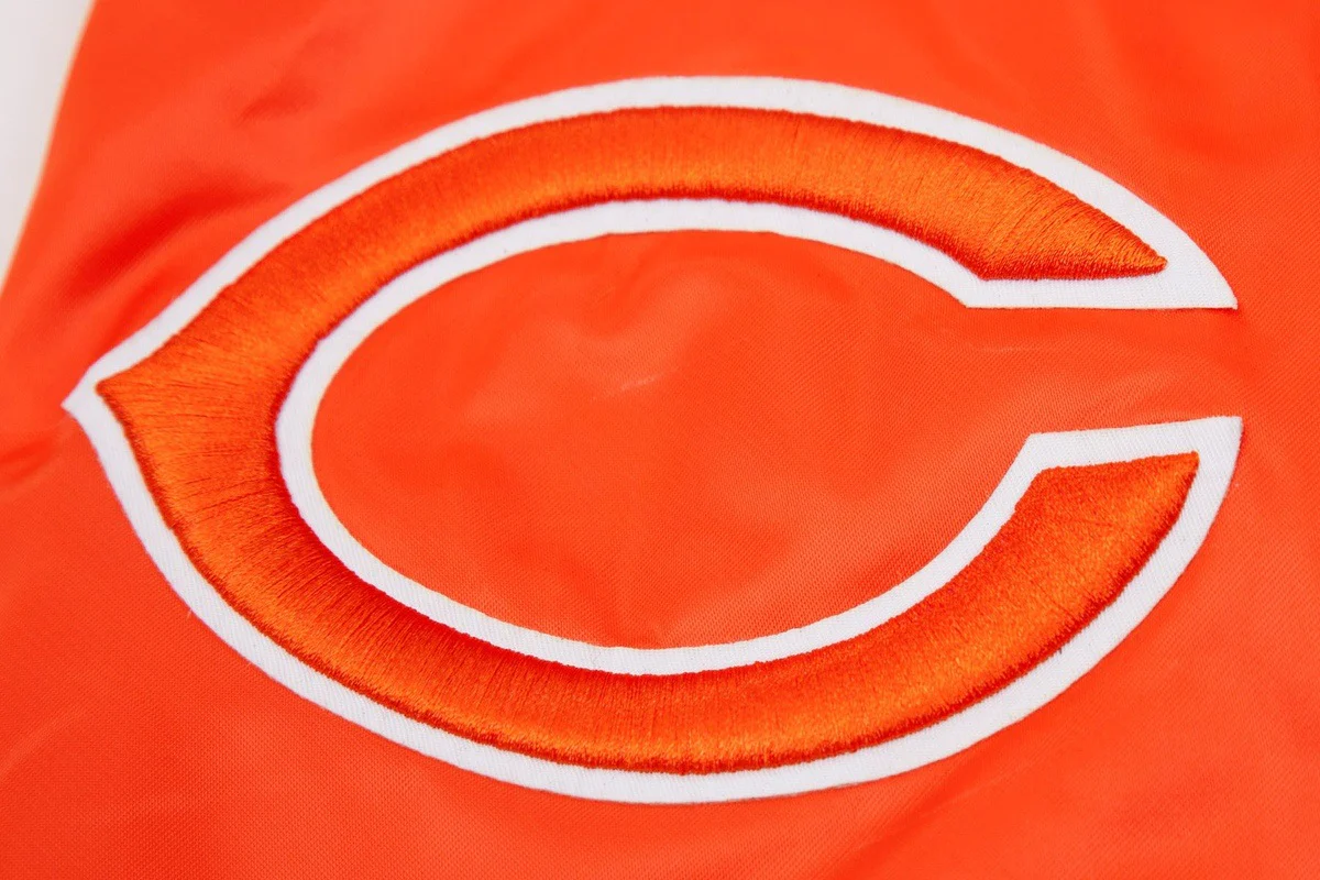 NFL CHICAGO BEARS BIG LOGO MEN'S SATIN JACKET (ORANGE) - Image 7