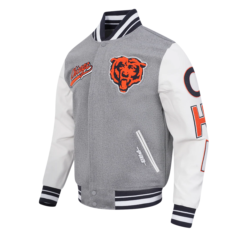 NFL CHICAGO BEARS SCRIPT TAIL MEN'S RIB WOOL VARSITY (HEATHER GREY/WHITE/MIDNIGHT NAVY) - Image 4