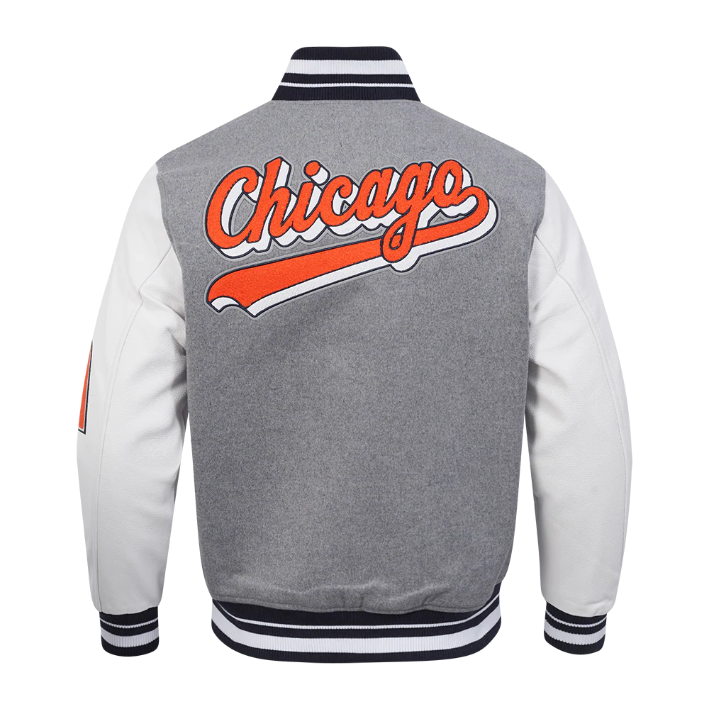 NFL CHICAGO BEARS SCRIPT TAIL MEN'S RIB WOOL VARSITY (HEATHER GREY/WHITE/MIDNIGHT NAVY) - Image 7
