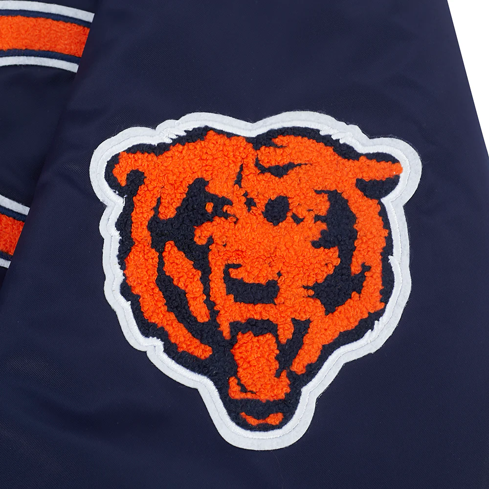 NFL CHICAGO BEARS OLD ENGLISH MEN'S RIB SATIN JACKET (MIDNIGHT NAVY/ORANGE/MIDNIGHT NAVY) - Image 9
