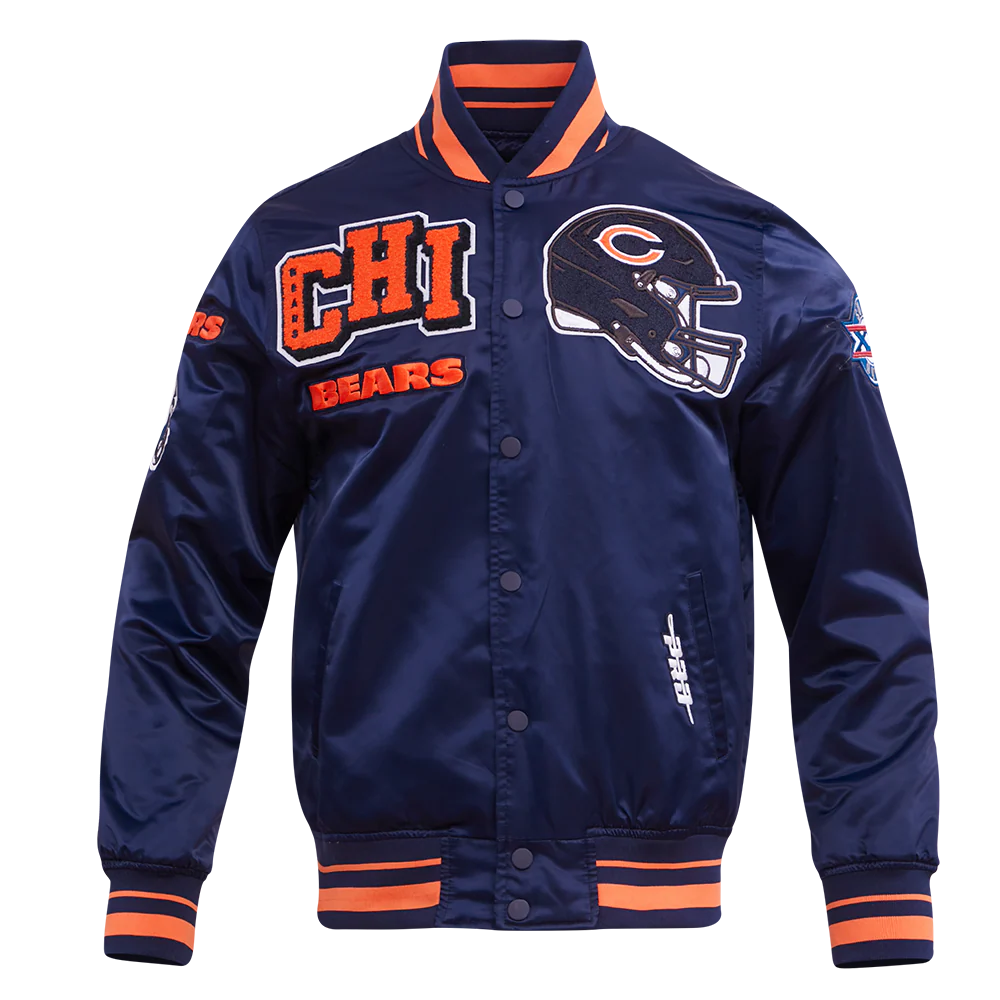 NFL CHICAGO BEARS MASHUP MEN'S RIB SATIN JACKET (MIDNIGHT NAVY/ORANGE/MIDNIGHT NAVY) - Image 5