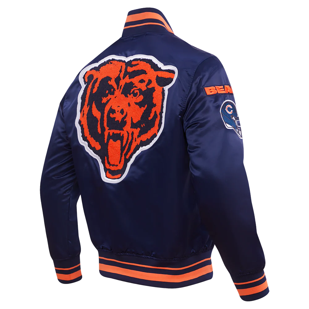 NFL CHICAGO BEARS MASHUP MEN'S RIB SATIN JACKET (MIDNIGHT NAVY/ORANGE/MIDNIGHT NAVY) - Image 7