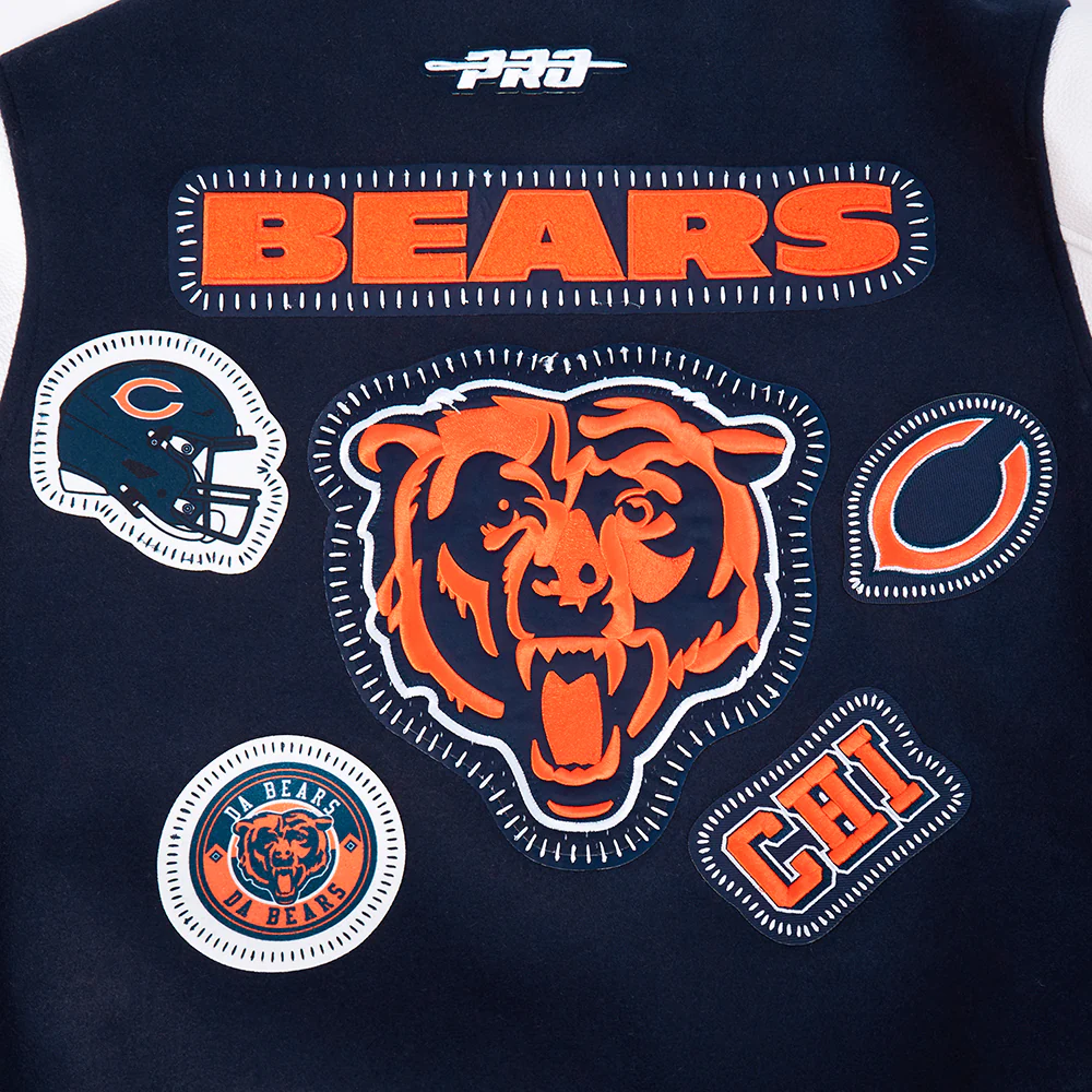 NFL CHICAGO BEARS DIY PICK STITCH MEN'S RIB WOOL VARSITY JACKET (MIDNIGHT NAVY/ORANGE/MIDNIGHT NAVY) - Image 14