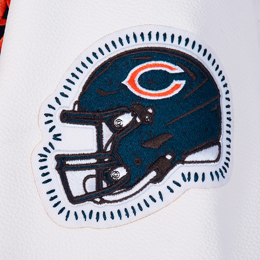 NFL CHICAGO BEARS DIY PICK STITCH MEN'S RIB WOOL VARSITY JACKET (MIDNIGHT NAVY/ORANGE/MIDNIGHT NAVY) - Image 15