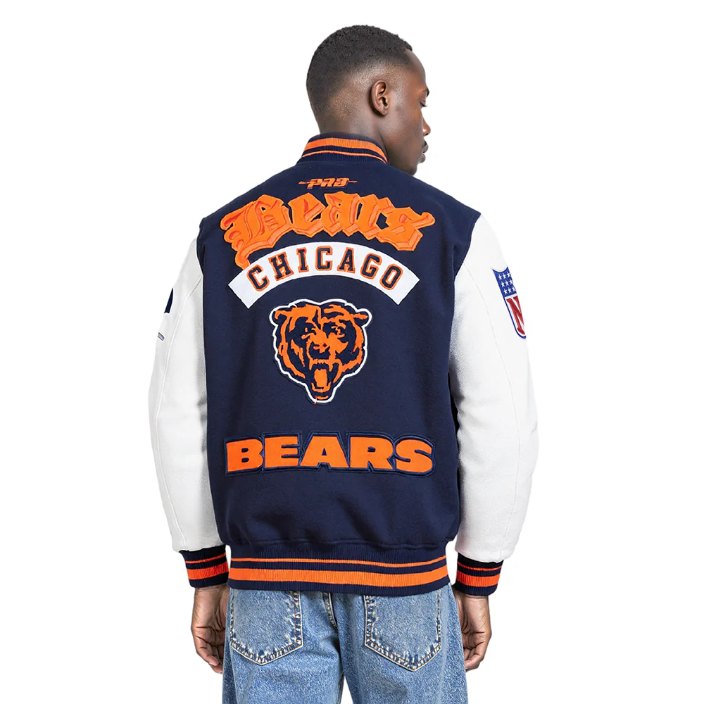 NFL CHICAGO BEARS BEST OF MEN'S RIB WOOL VARSITY JACKET (MIDNIGHT NAVY/ORANGE/MIDNIGHT NAVY) - Image 15