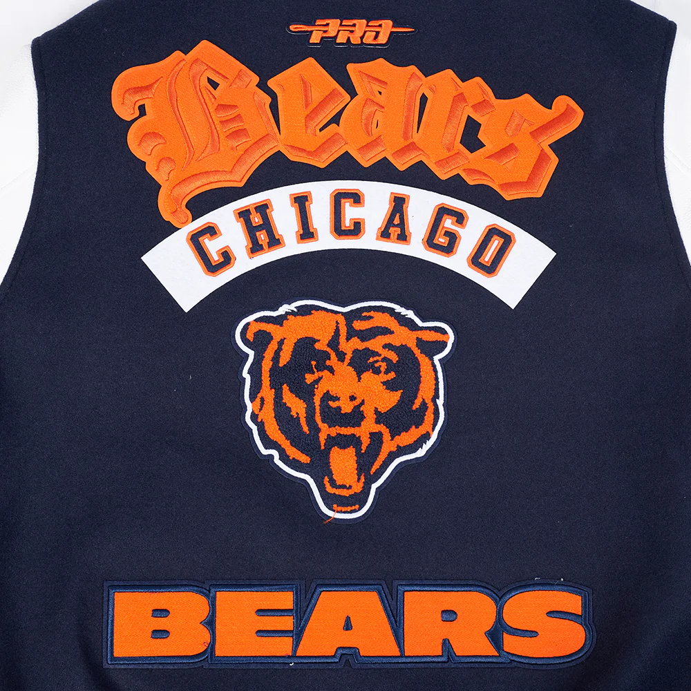 NFL CHICAGO BEARS BEST OF MEN'S RIB WOOL VARSITY JACKET (MIDNIGHT NAVY/ORANGE/MIDNIGHT NAVY) - Image 9