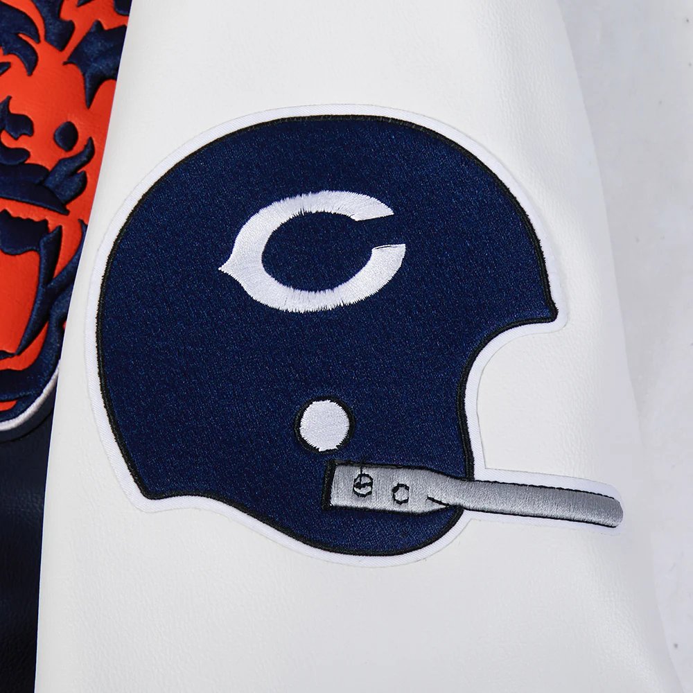 NFL CHICAGO BEARS BEST OF MEN'S LEATHER VARSITY JACKET (MIDNIGHT NAVY/WHITE) - Image 8