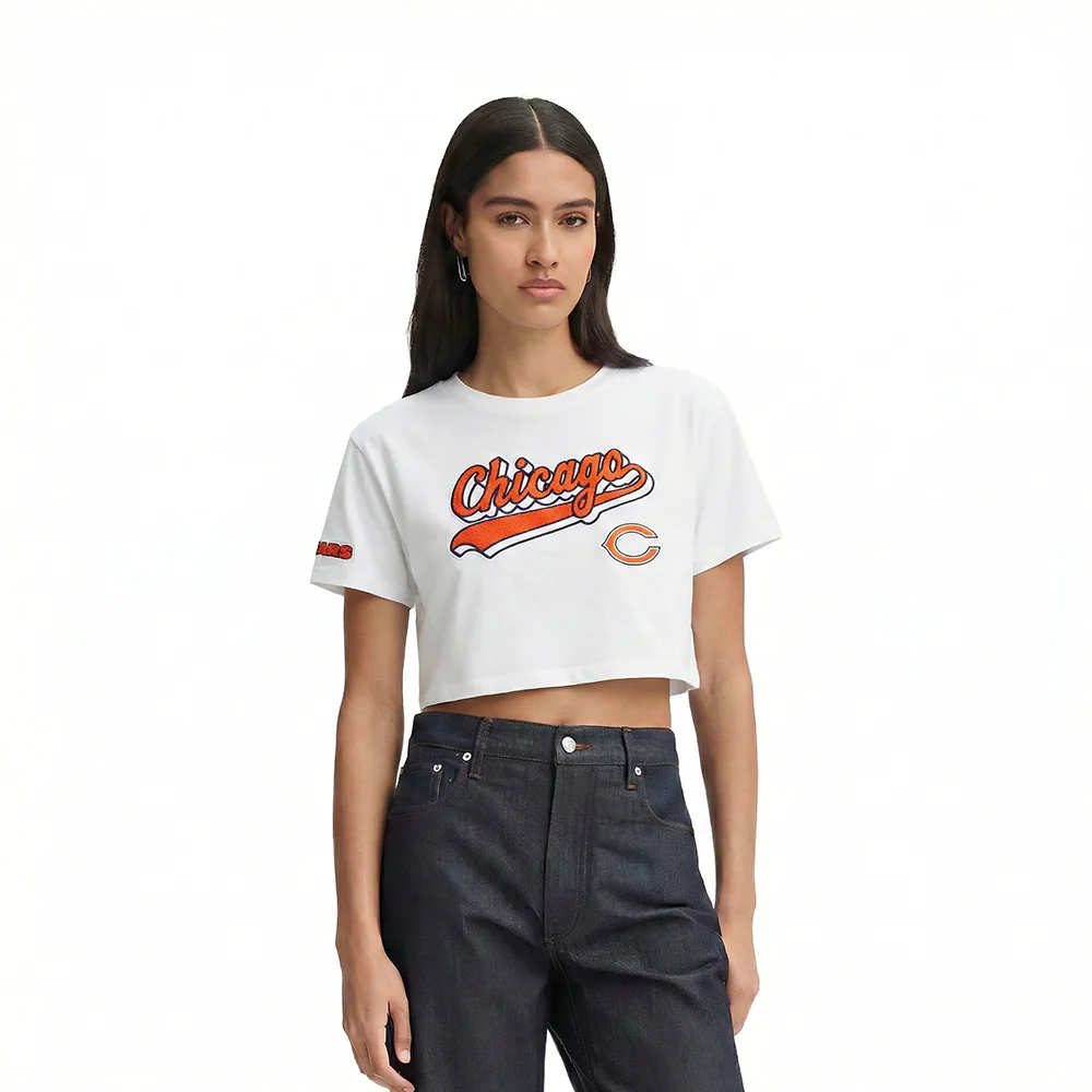 NFL CHICAGO BEARS SCRIPT TAIL WOMEN'S SJ BOXY TEE (WHITE)