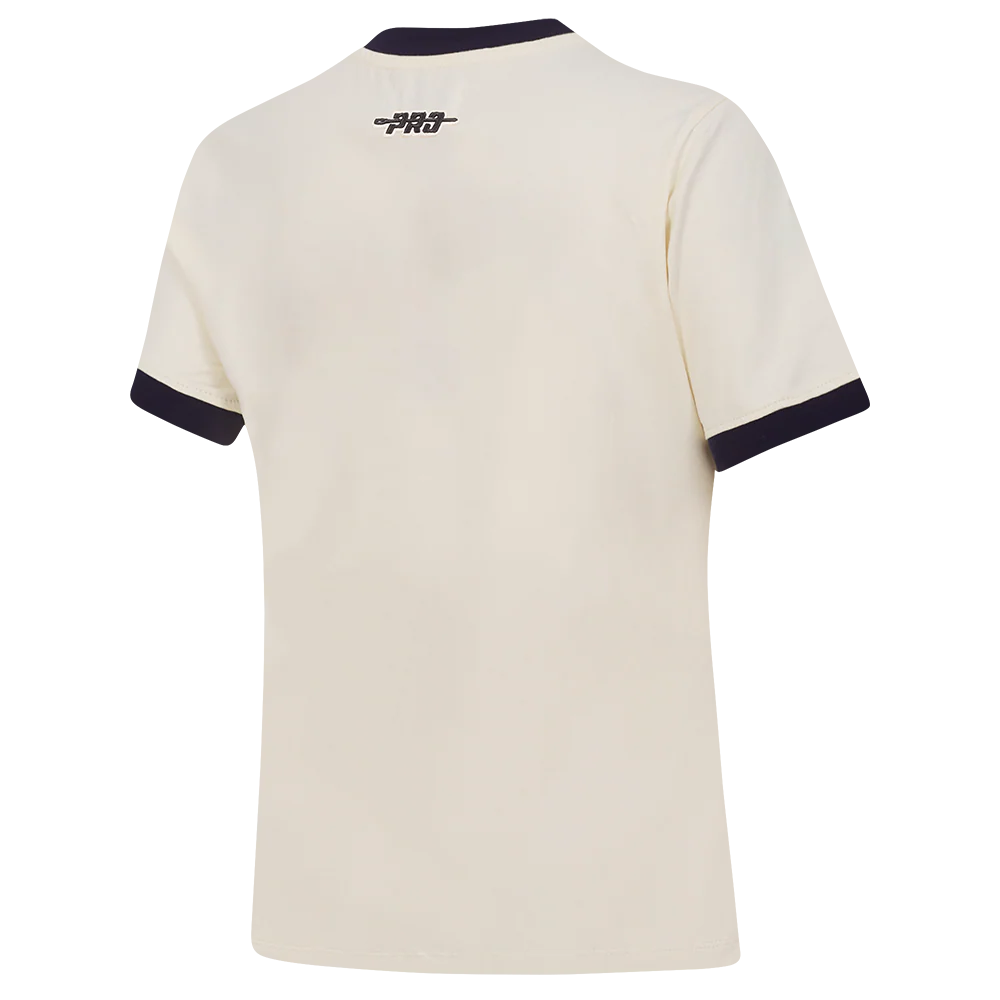 NFL CHICAGO BEARS RETRO CASCADE WOMEN'S RINGER TEE (EGGSHELL/ MIDNIGHT NAVY) - Image 4